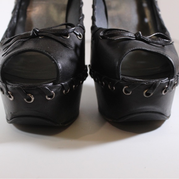 STUART WEITZMAN Black Platform Stiletto High Heel Genuine Leather Lace Detail 8 - Picture 9 of 12